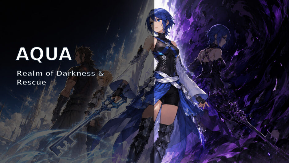 Aqua from Kingdom Hearts with the Realm of Darkness and Anti-Aqua
