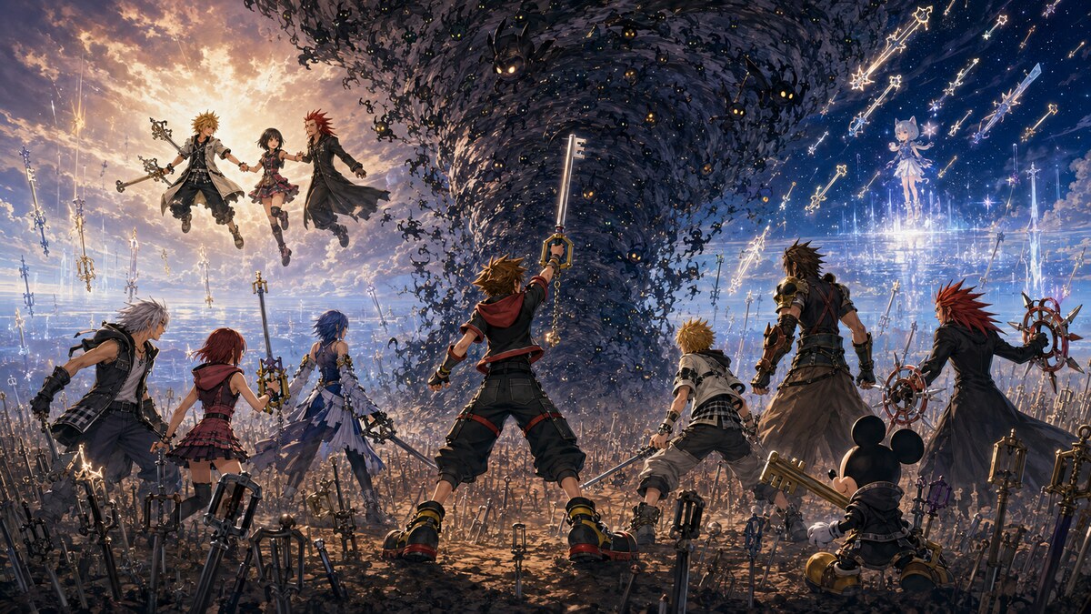 KH3で七つの光と十三の闇が衝突しχブレードが完成する場面