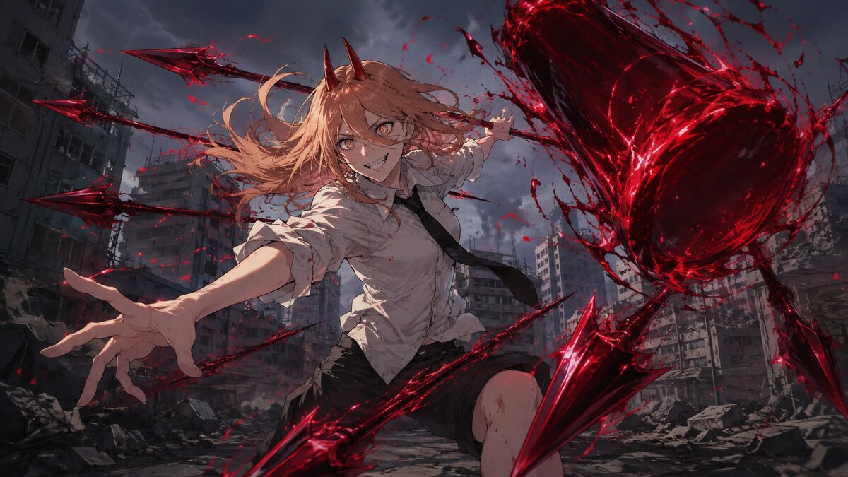 血の魔人パワーが血液からハンマーや槍を作る能力のイメージ