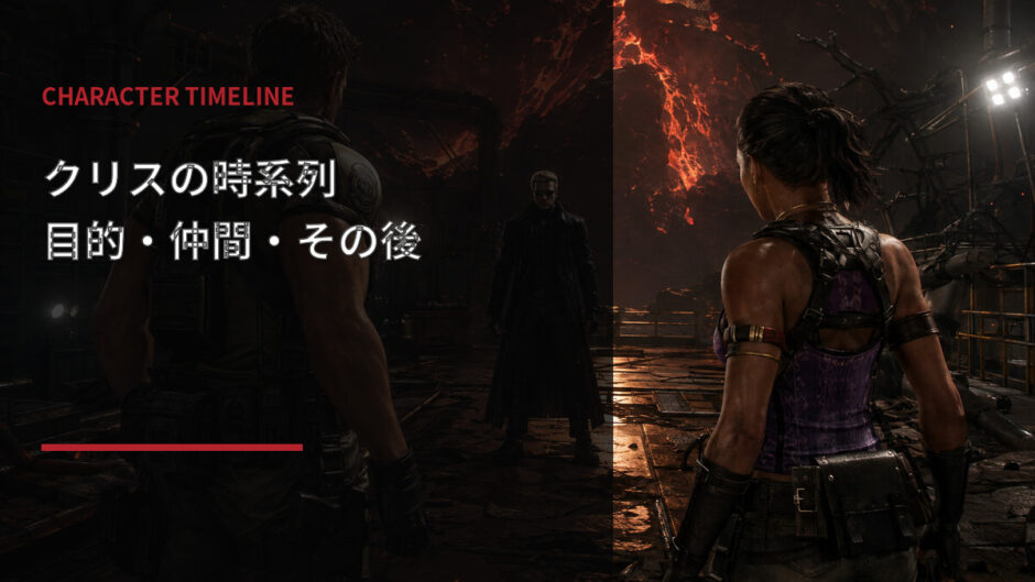 クリスの登場作品別時系列と目的を解説するアイキャッチ