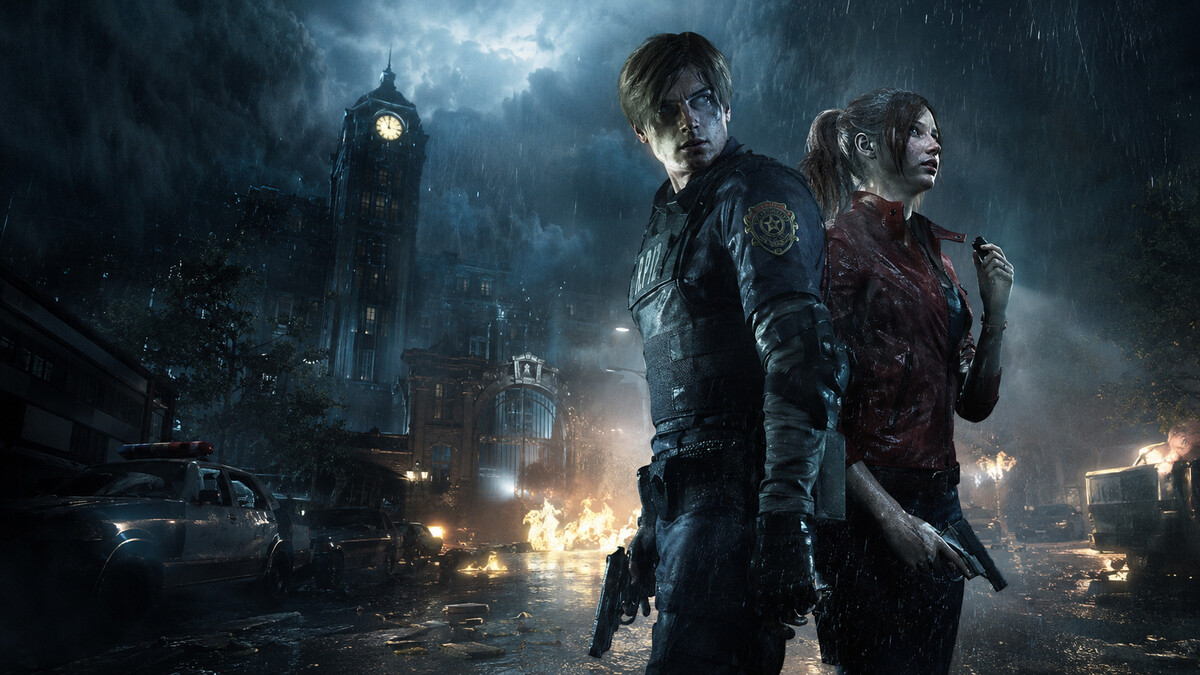 バイオハザードRE2のレオンとクレアを意識した原作準拠イラスト