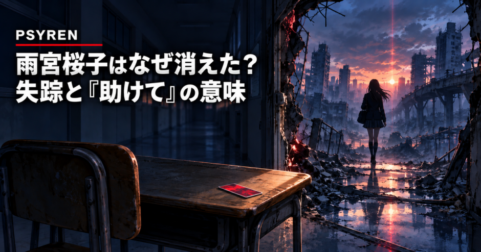 雨宮桜子の失踪と助けての意味を扱うPSYREN記事のアイキャッチ