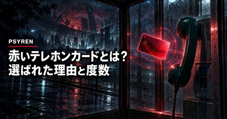 赤いテレホンカードと公衆電話が未来世界をつなぐPSYREN記事のアイキャッチ